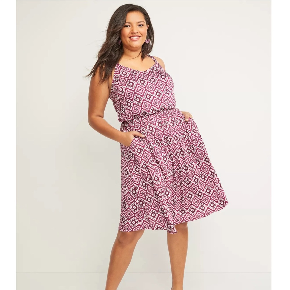 PRINTED SLEEVELESS FIT & FLARE DRESS